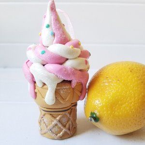 Clay Dough Ice Cream Hanging Ornament, Handmade Christmas Holiday Celebrations